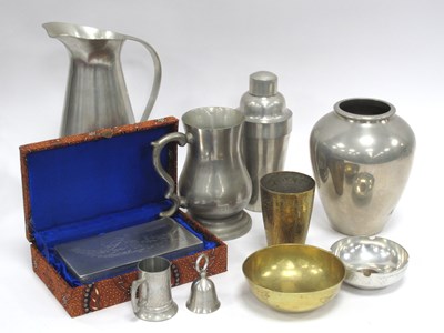 Lot 1308 - Metalware, including Indonesian pewter ware...