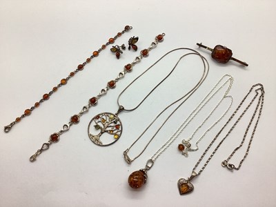 Lot 114 - A Collection of "925" and Other Amber Coloured...