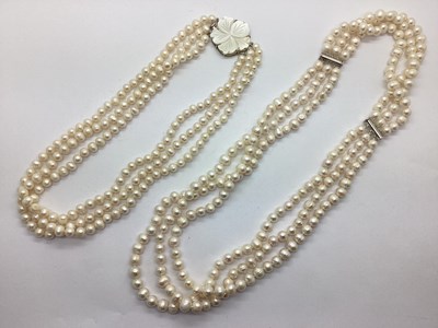 Lot 174 - Modern Three Row Fresh Watr Pearl Bead...