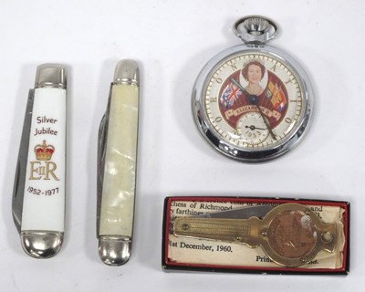 Lot 1344 - QEII Coronation Pocket Stop Watch, three...