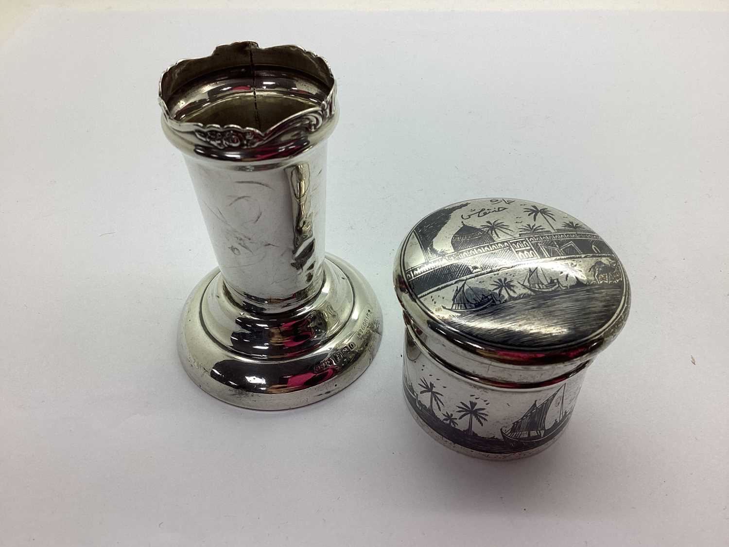 Lot 27 - A Vintage Middle Eastern Niello Trinket Pot,...