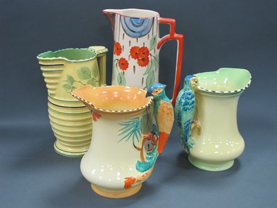 Lot 1042 - Two Burleighware Jugs, each with a parrot...