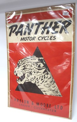 Lot 1391 - Panther Motor Cycles Vintage Poster, circa...