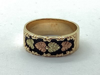 Lot 59 - QVC; A Black Hills Gold Style Foliate Band,...