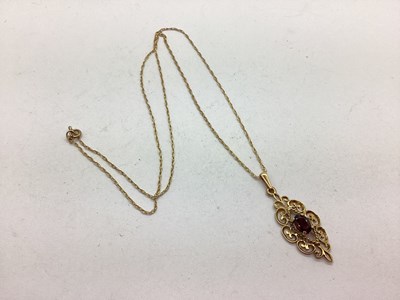 Lot 92 - A 9ct Gold Decorative Openwork Pendant, the...