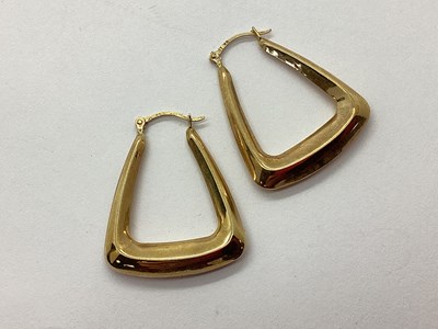 Lot 84 - A Pair of Angular Hollow Hoop Earrings,...
