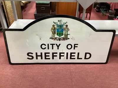 Lot 1350 - A City of Sheffield Metal Road Sign, with coat...
