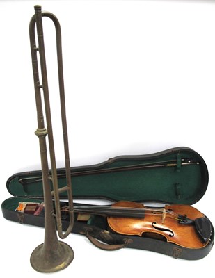 Lot 1366 - A Violin, with two-piece back, no label,...