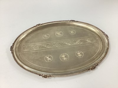 Lot 20 - A Decorative Eastern Oval Tray, satin and...
