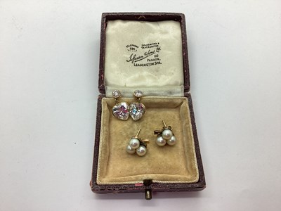 Lot 137 - A Pair of Modern 9ct Gold CZ Heart Shape Drop...