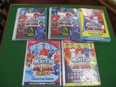 Lot 594 - Five Match Attax Football Card Binders,...
