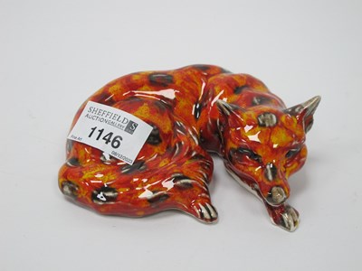 Lot 1146 - An Anita Harris Model of a Curled Fox, gold...