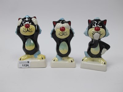 Lot 1124 - A Set of Three Lorna Bailey 'Wise Monkey' Cats,...