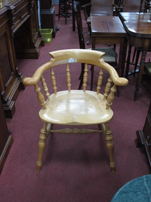 Lot 1516 - A XIX Century Style Ash Pad Arm Chair, with...