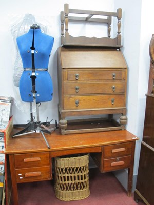 Lot 1605 - A XX Century Oak Bureau, with fall front,...