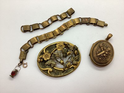 Lot 147 - A Victorian Style Gilt Metal Oval Locket, high...