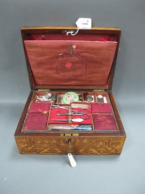 Lot 1256 - A Late Victorian Work Box, elaborately inlaid...