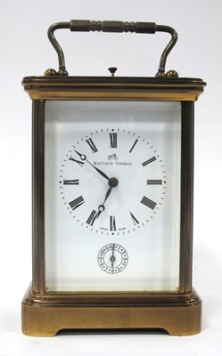 Lot 1346 - A Modern Matthew Norman Brass Carriage Clock,...