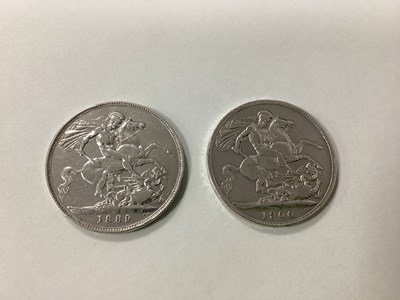 Lot 66 - Two GB Victoria Silver Crowns, 1889 and 1900.