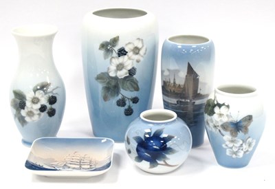Lot 1056 - Four Royal Copenhagen Porcelain Vases, each...