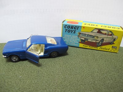 Lot 652 - Corgi No 320 Ford Mustang Fastback 2 +2, dark...