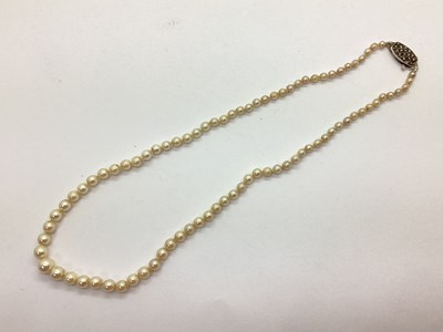 Lot 106 - A Single Strand Graduated Pearl Bead Necklace,...