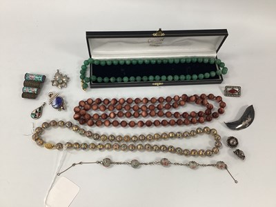 Lot 173 - Polished Hardstone Bead Necklaces, cloisonné...