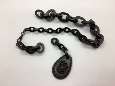 Lot 155 - Antique Vulcanite Style Necklace, composed of...