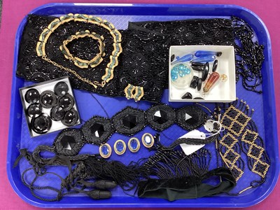 Lot 248 - Vintage Black Beaded Trimming, antique French...