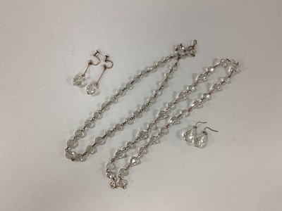 Lot 184 - Vintage Faceted Clear Glass Bead Drop Earrings,...