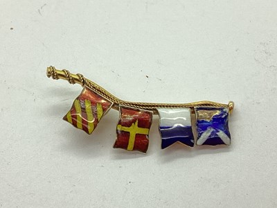 Lot 316 - A 9ct Gold Nautical Enamel Signal Flag Brooch,...