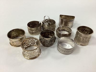 Lot 21 - Hallmarked Silver and Other Napkin Rings,...