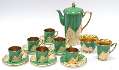 Lot 1077 - A Crown Devon Art Deco Pottery Coffee Service,...