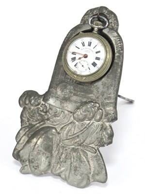 Lot 1273 - A Belgian Pewter Pocketwatch Stand, moulded...