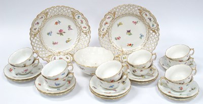Lot 1058 - A Meissen Porcelain Tea Service, decorated...