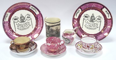 Lot 1029 - A Creamware Pottery Mug, printed in black with...