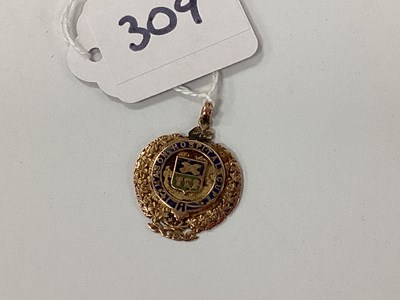 Lot 309 - A 9ct Gold Medallion Pendant, with enamel...