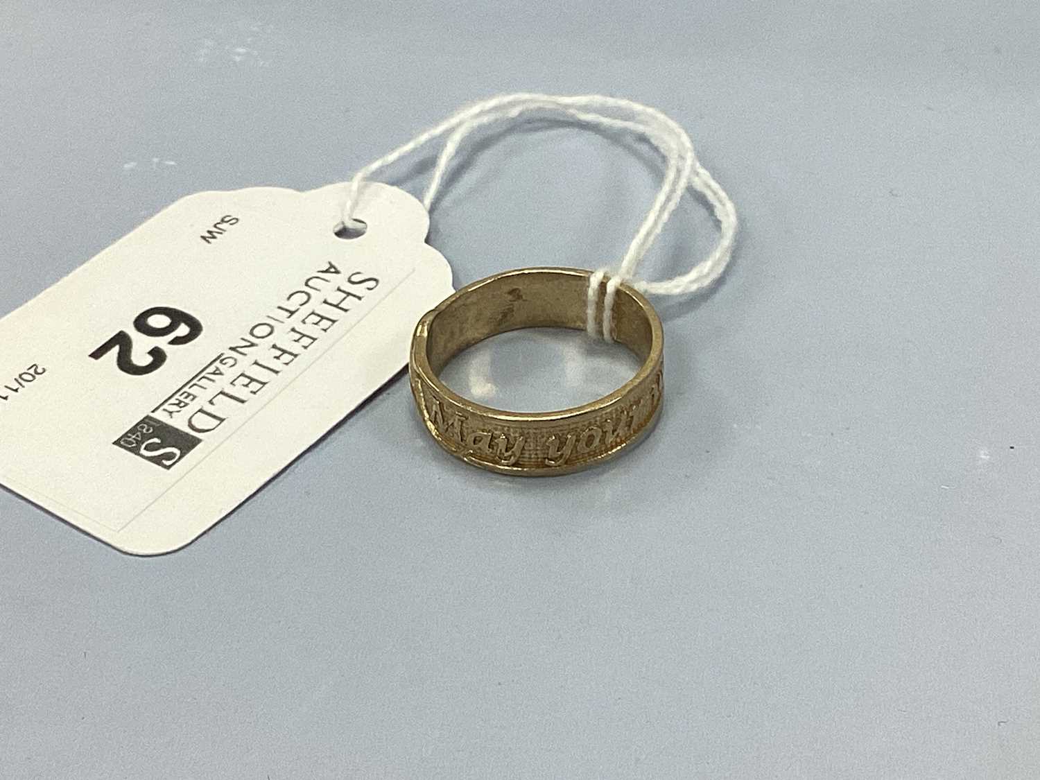 Lot 62 - A Modern 9ct Wedding Band, with feature 'May...