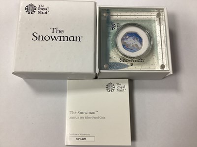 Lot 153 - 2018 Royal Mint The Snowman Silver Proof 50p...