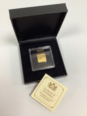 Lot 243 - A Brexit Fine Gold Proof Ingot, cased with a...