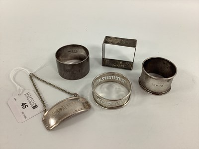 Lot 45 - Three Hallmarked Silver Napkin Rings, together...