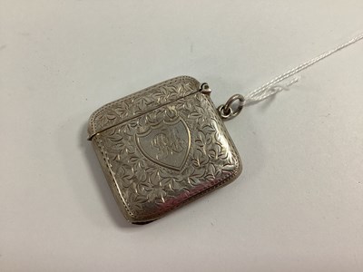 Lot 317 - A Hallmarked Silver Vesta Case, of cushion...