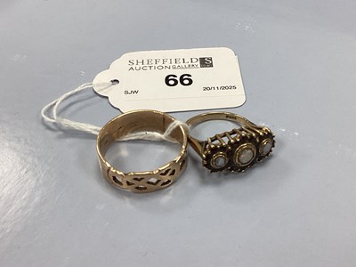 Lot 66 - A 9ct Gold Opal Inset Triple Cluster Ring,...