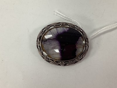 Lot 160 - 1970's Hallmarked Silver Blue John Oval Panel...