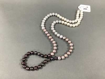 Lot 203 - A Modern Long Fresh Water Pearl Bead Necklace,...
