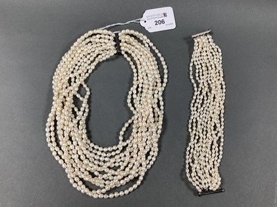 Lot 206 - A Modern Multi Strand Fresh Water Pearl Bead...