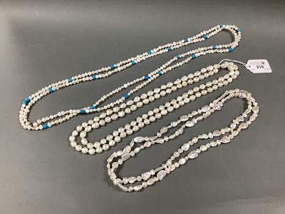 Lot 210 - A Modern Long Fresh Water Pearl Bead Necklace,...
