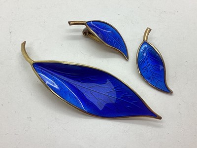 Lot 219 - David Anderson; A Norwegian Blue Enamel Leaf...