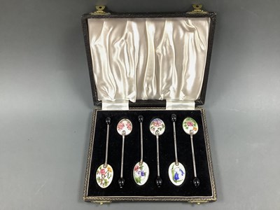 Lot 57 - A Set of Six Hallmarked Silver and Enamel...