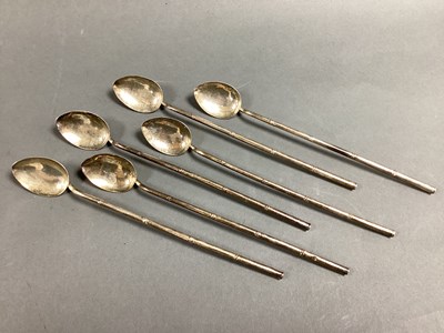 Lot 107 - A Set of Six Chinese Straw Spoons, of bamboo...